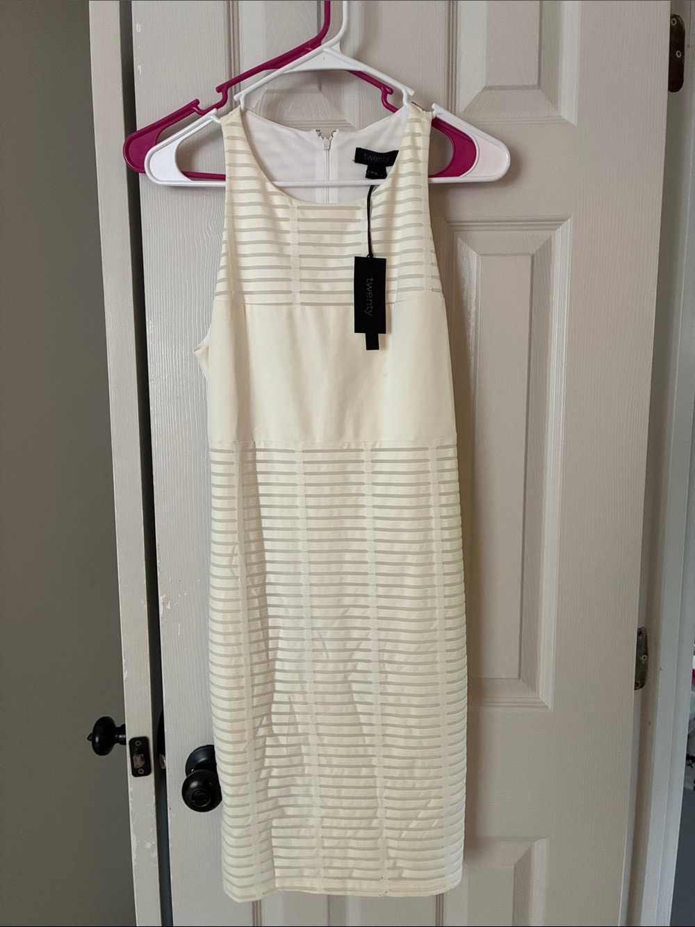 Twenty Ivory Striped Sheath Midi Dress